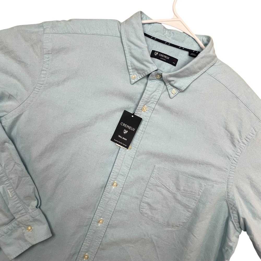 Cremieux Button Down Shirt Mens 2XT Blue Oxford Tall Long Sleeve Pocket